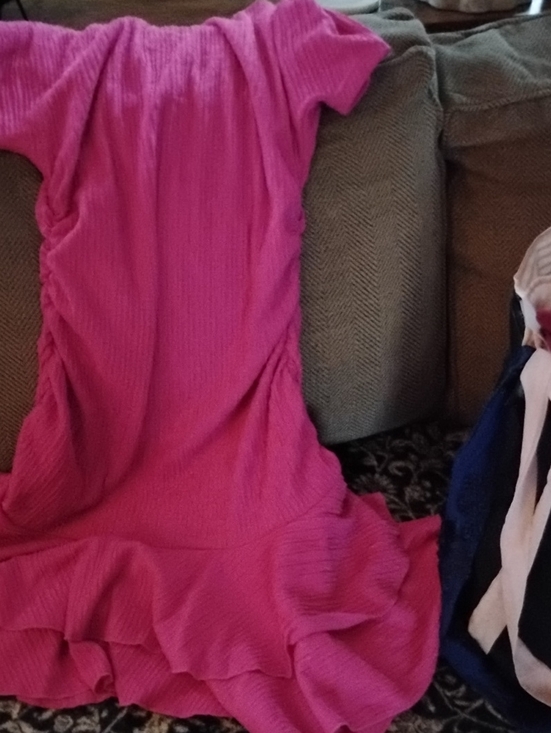Dresses & Skirts - Womens Pink Ruffle Hem Knit Dress